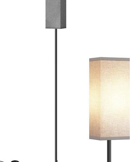 Floor Lamp, Pole Lamp with Foot Switch, Modern Standing Lamp Lampshade, Minimalist Freestanding Lamp (Bulb Not Included), for Living Room, Bedroom Office FCC Listed, Black and Gray H07LD05 - LeafyLoom