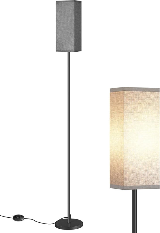 Floor Lamp, Pole Lamp with Foot Switch, Modern Standing Lamp Lampshade, Minimalist Freestanding Lamp (Bulb Not Included), for Living Room, Bedroom Office FCC Listed, Black and Gray H07LD05 - LeafyLoom