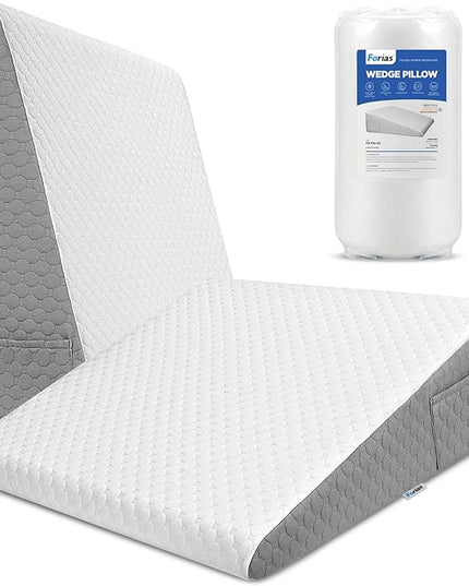 Forias 7.5" Wedge Pillow for Sleeping Bed Wedge Pillow for After Surgery Triangle Elevated Pillow Wedge for Acid Reflux Gerd Snoring Back Pain, Air Layer Removable Machine Wash Cover | Memory Foam Top - LeafyLoom