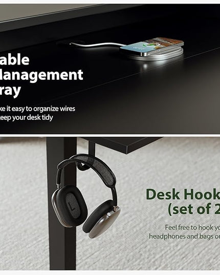 L shaped Electric Standing Desk with 2 Drawers, 63 Inch Ergonomic Adjustable Height Desk with Storage, Corner Desk Sit Stand up Computer Table for Work Office Home, Black - LeafyLoom