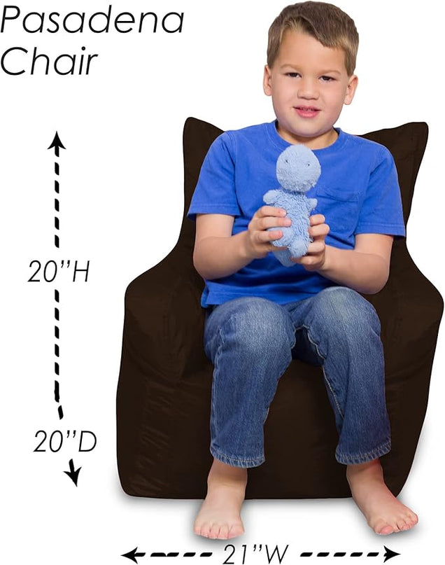 Posh Creations Structured Comfy Bean Bag Chair for Gaming, Reading, and Watching TV, Pasadena Chair, Microsuede - Chocolate - LeafyLoom