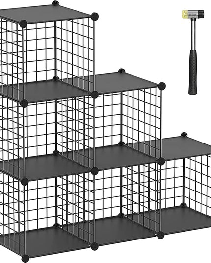TUMUCUTE Wire Cube Storage Organizer, 6-Cube Metal Storage Shelves Bookshelf, Stackable Modular Closet Organizer for Bedroom Living Room, Office,Storage Shelves - LeafyLoom