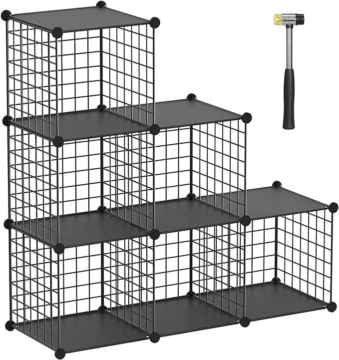 TUMUCUTE Wire Cube Storage Organizer, 6-Cube Metal Storage Shelves Bookshelf, Stackable Modular Closet Organizer for Bedroom Living Room, Office,Storage Shelves - LeafyLoom