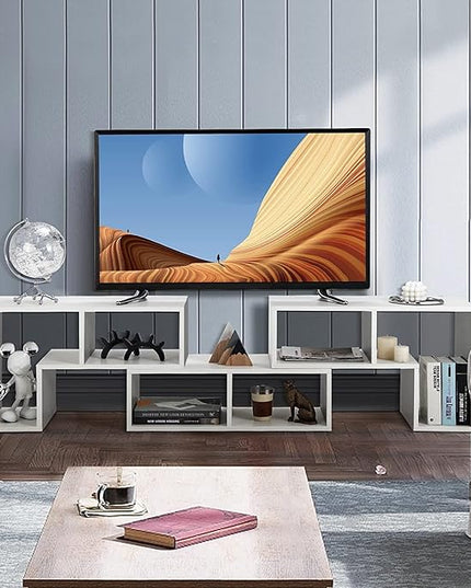 Modern Multimedia Furniture DIY Open Bookcase Shelf for Storage and Display, Suitable for Living Room Bedroom 3 Pieces Console TV Stand, White - LeafyLoom