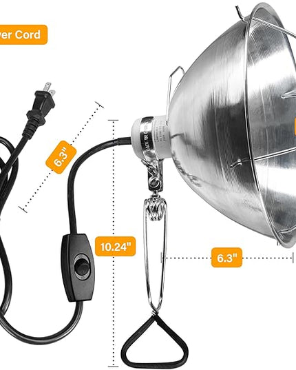 Simple Deluxe Clamp Lamp Light with 10.5 Inch Aluminum Reflector and Bulb Guard up to 250 Watt E26 Socket (no Bulb Included) 6 Feet 18/2 SJT Cord, Silver - LeafyLoom