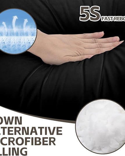 HIMOON Bed Pillows for Sleeping 4 pack,Standard Size Cooling Pillows Set of 4,Top-end Microfiber Cover for Side Stomach Back Sleepers(Black) - LeafyLoom