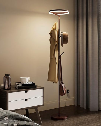 Innovative Floor Lamp, Floor Lamps for Living Room with Coat Rack, Floor Lamps with Stepless Adjust Color Temperatures & Brightness, Remote Control and Touch Control - LeafyLoom