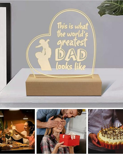 Wood LED Display Base with Acrylic Sheet, Dad Gifts from Daughter Son LED Acrylic Light Base Wood Display LED Stand - LeafyLoom