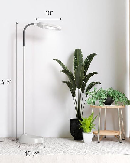 Natural Daylight Floor Lamp - Craft Light Floor Standing for Reading, Crafting, Sewing - 27W Full Spectrum White Bright Sunlight - Adjustable Gooseneck - Task Lamps for Living Room, Bedroom, Office - LeafyLoom