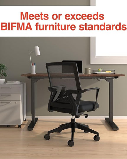 STAPLES Cartwright Office Computer Desk Chair, Ergonomic, Adjustable Tilt lock, Mesh Rolling Swivel Task Chair with Wheels, Lumbar Support, Black (ST62400) - LeafyLoom