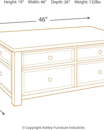Signature Design by Ashley Tyler Creek Rustic Farmhouse Lift Top Coffee Table with Drawers, Brown & Black - LeafyLoom