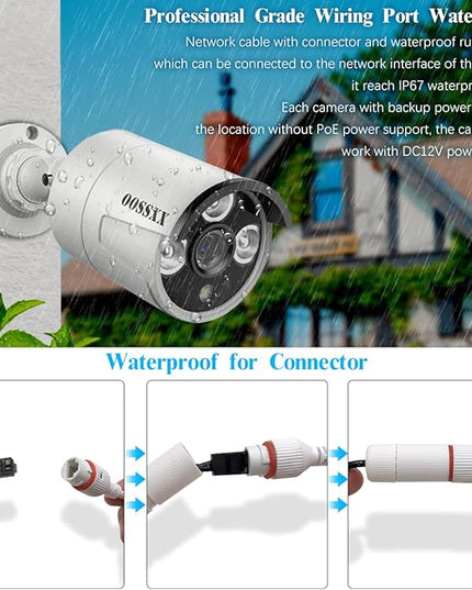OOSSXX (HD 2.7K 5.0MP with Audio) Outdoor Wired Security Camera Systems PoE Outdoor Surveillance Video System OOSSXX
