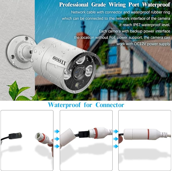 OOSSXX (HD 2.7K 5.0MP with Audio) Outdoor Wired Security Camera Systems PoE Outdoor Surveillance Video System OOSSXX