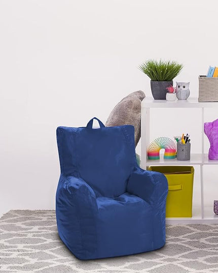 Posh Creations Structured Comfy Bean Bag Chair for Gaming Reading and Watching TV Pasadena Soft Nylon-Navy Pasadena Chair - LeafyLoom