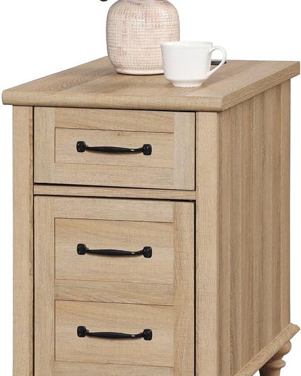 WAMPAT End Table with Charging Station, Wood Side Table with Drawer and Storage Cabinet, Modern End Table with Power outlets USB Ports for Living Room Bedroom, Oak - LeafyLoom