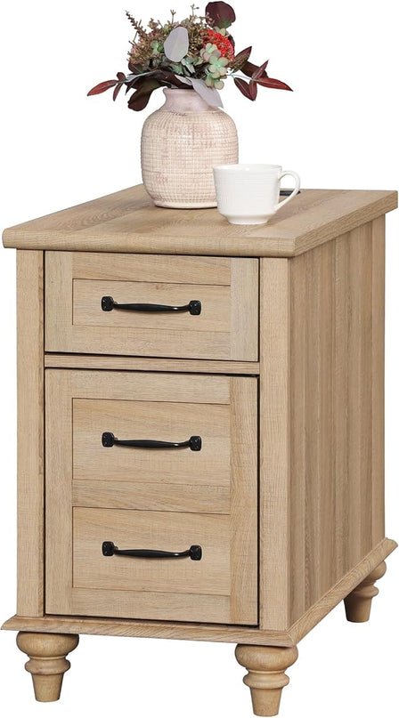 WAMPAT End Table with Charging Station, Wood Side Table with Drawer and Storage Cabinet, Modern End Table with Power outlets USB Ports for Living Room Bedroom, Oak - LeafyLoom