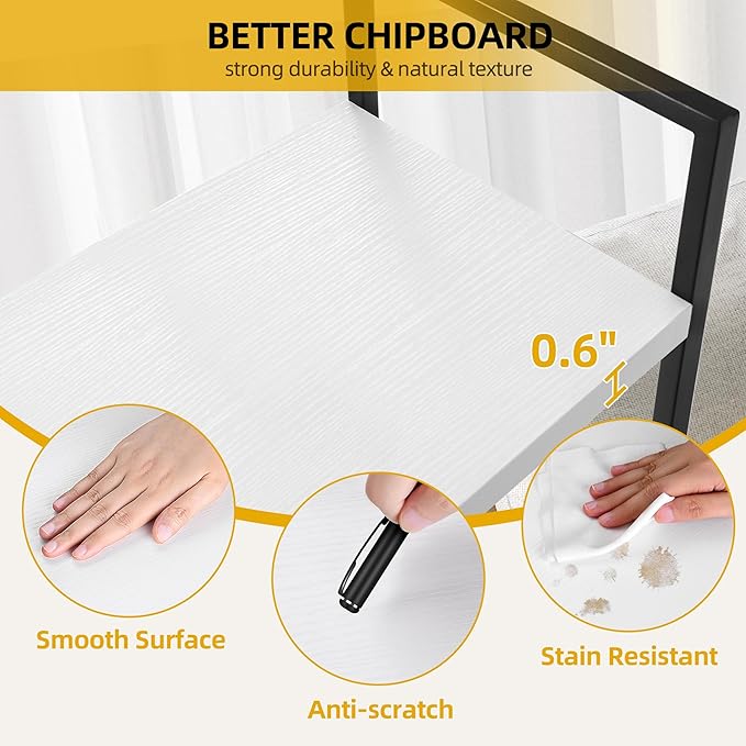 DWVO 5 Tier Bookshelf, White Bookcase Storage Shelves Organizer, Modern Display Rack Standing Book Shelves for Bedroom,Living Room,Office,Kitchen, White & Black - LeafyLoom