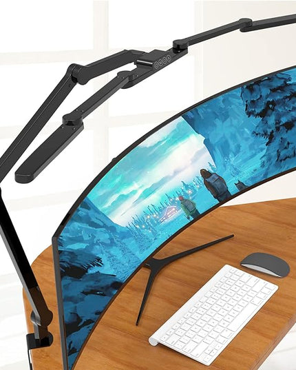 LED Desk Lamp with Clamp, 41.5" Clamp on Architect Desk Lamp for Home Office, 24W Bright Tall Computer LED Desk Light Clip on Office Lamp Adjustable Overhead Table Light for Work Craft - LeafyLoom