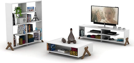 NicBex Coffee Table Wooden Coffee Table with Storage Rectangle Center Tables with Open Shelf and Metal Frame Dining Table for Living Room, Dining Room, Office, and Bedroom,35.4" W, White - LeafyLoom