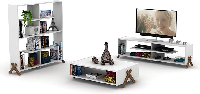 NicBex Coffee Table Wooden Coffee Table with Storage Rectangle Center Tables with Open Shelf and Metal Frame Dining Table for Living Room, Dining Room, Office, and Bedroom,35.4" W, White - LeafyLoom