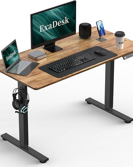 48 * 24 Inches Electric Standing Desk, Adjustable Height Sit Stand Up Desk with 3 Memory Presets, Motorized Home Office Computer Gaming Workstation Desk, Light Rustic Brown - LeafyLoom