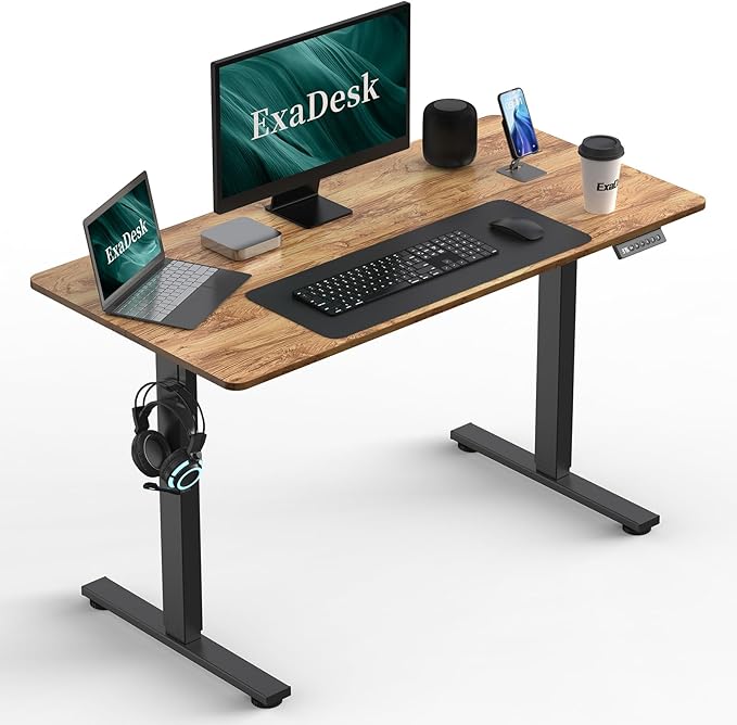 48 * 24 Inches Electric Standing Desk, Adjustable Height Sit Stand Up Desk with 3 Memory Presets, Motorized Home Office Computer Gaming Workstation Desk, Light Rustic Brown - LeafyLoom