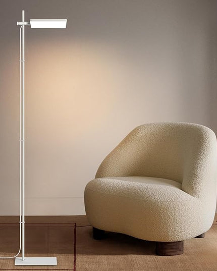 Modern Floor Lamp, 360 Degree Rotation Sky LED floor lamp Office Lighting, Bright LED Standing Pole Light, Tall lamps for Living Room,Bedroom,Reading,Study Room (White) - LeafyLoom