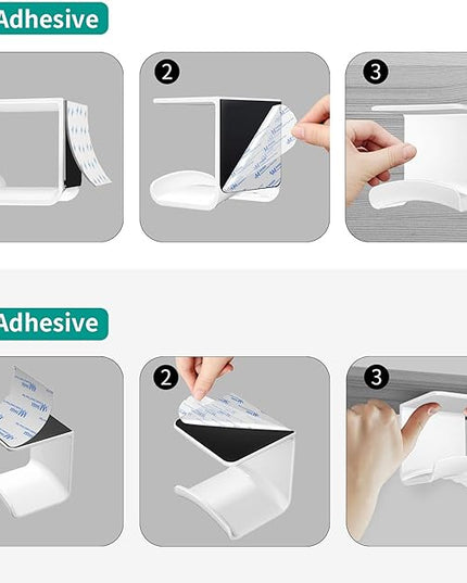 HomeMount Headphone Hook Under Desk - Headphone Holder Under Table, Adhesive Gaming Headphone Stand Hanger Desk Mount for Most Headphone（White） - LeafyLoom