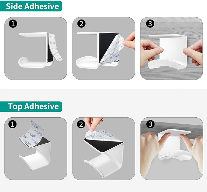 HomeMount Headphone Hook Under Desk - Headphone Holder Under Table, Adhesive Gaming Headphone Stand Hanger Desk Mount for Most Headphone（White） - LeafyLoom