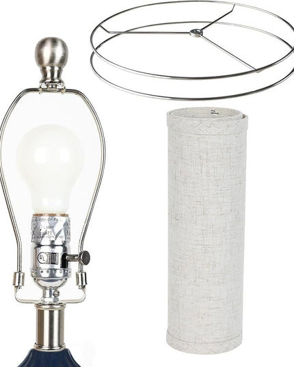 25" Ceramic Table Lamp Navy Blue Triple Gourd Ceramic Lamp Table Lamp Modern Lamp for Bedroom Living Room, 3-Way Dimmable Bulb Included (Blue) - LeafyLoom