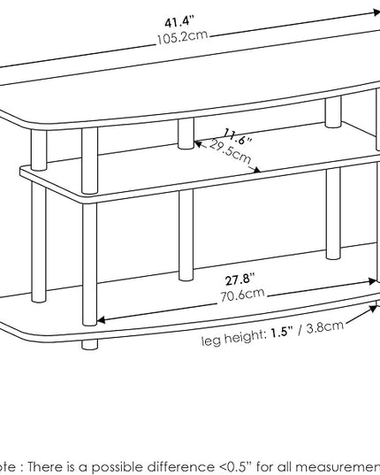 Furinno Frans Turn-N-Tube TV Stand for TV Size up to 43 Inch, 3-Tier, Black Oak - LeafyLoom