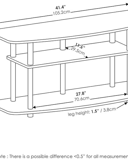 Furinno Frans Turn-N-Tube TV Stand for TV Size up to 43 Inch, 3-Tier, White Oak - LeafyLoom