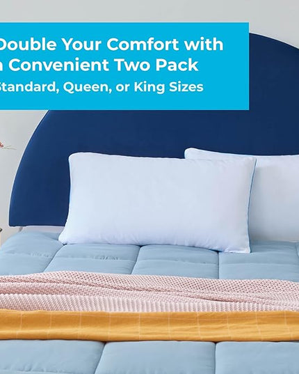 LINENSPA Two Pack Shredded Gel Memory Foam Pillow – Cooling Bed Pillow – Side, Stomach, and Back Sleepers – Pack of 2 – King - LeafyLoom