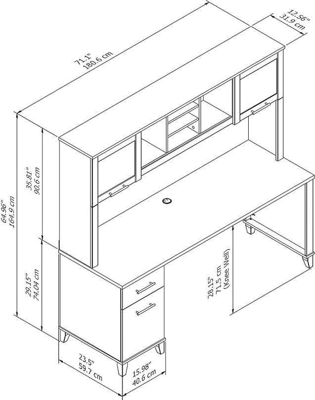 Bush Furniture Somerset 3 Position Sit to Stand L Shaped Desk, 72W, Maple Cross - LeafyLoom