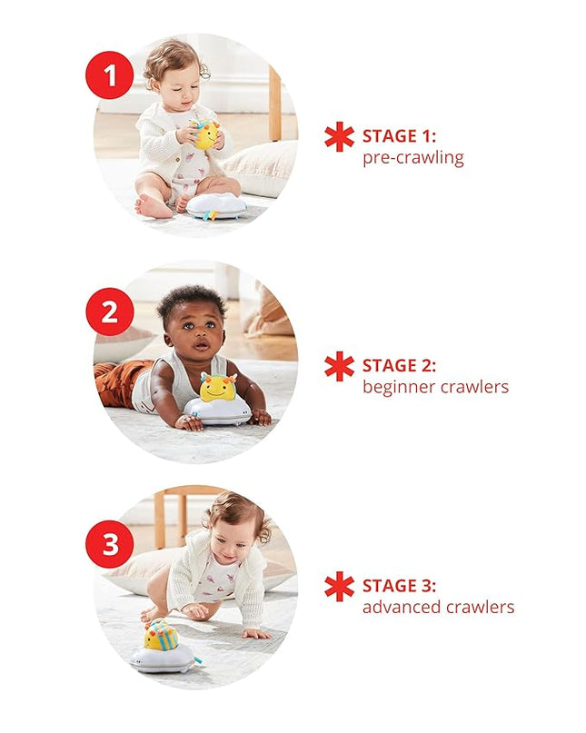 Skip Hop Toddler's Activity Chairs, White & Baby Crawl Toy 3-Stage Developmental Learning Crawling Infant Toy, Explore & More Follow-Me Bee - LeafyLoom