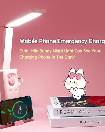 VAVOFO Desk Lamp Foldable Portable Cute Desk Lamp, Battery Powered Desk Lamp, Built-in 6000mAh Rechargeable, 3 Color Warm Pink Desk Lamp, USB C Rechargeable Desk Lamp, Cordless Desk Lamp, Battery Lamp - LeafyLoom