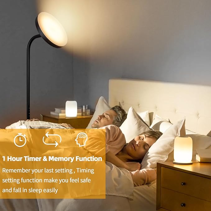LED Floor Lamp, Upgraded Super Bright Standing Lamp with Remote Touch Control,Stepless Adjust Color Temperatures & Brightness Torchiere Tall Lamp,Rotatable Reading Floor Lamps for Living Room, Bedroom - LeafyLoom