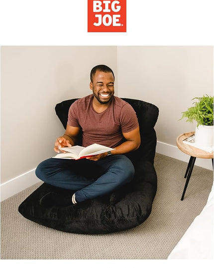 Big Joe Roma Bean Bag Chair, Black Plush, Soft Polyester, 3 feet - LeafyLoom