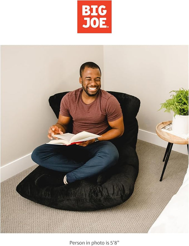 Big Joe Roma Bean Bag Chair, Black Plush, Soft Polyester, 3 feet - LeafyLoom