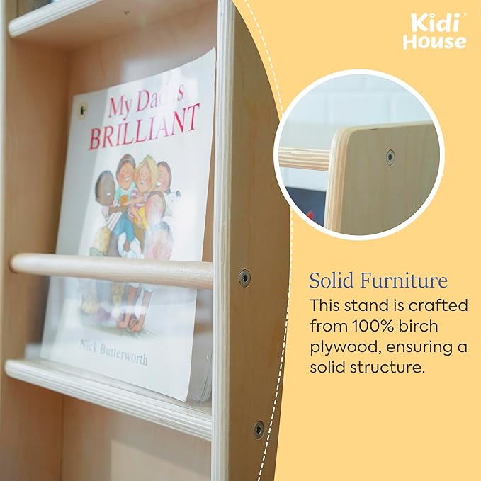 360 Degrees Rotating Bookcase Storage Organizer Wooden Display Bookshelf 3 Tier Floor Standing Bookshelves Open Design Storage Rack for Kids Children's Natural - LeafyLoom