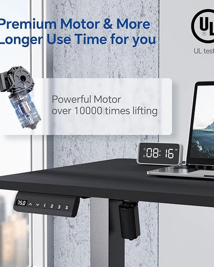 Motorized Standing Desks, Electric Stand Up Desk with Ultra Stable Construction and Cable Management,adjustable Height Desk with Memory Preset Design for Home Office Use 48x24 in Black - LeafyLoom