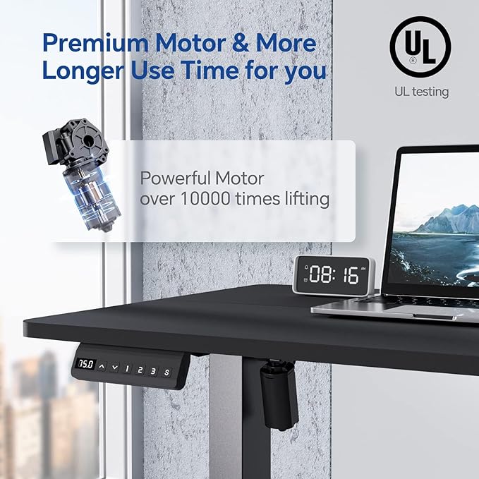 Motorized Standing Desks, Electric Stand Up Desk with Ultra Stable Construction and Cable Management,adjustable Height Desk with Memory Preset Design for Home Office Use 48x24 in Black - LeafyLoom