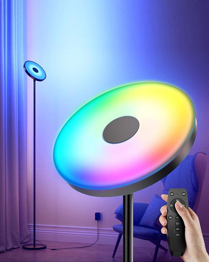ULG Floor Lamp,32W/2500LM LED Modern Torchiere, RGB Super Bright-Tall Standing, 67-75” Adjustable Tall Lamp, Pole Light with Remote & Touch Control for Living Room,Bed Room,Office - LeafyLoom