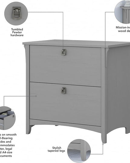 Bush Furniture Salinas 2 Drawer Lateral File Cabinet in Cape Cod Gray - LeafyLoom