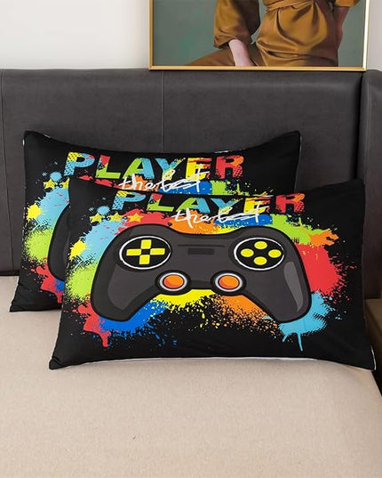Game Console Comforter Set for Boys Colorful Graffiti Gaming Lightweight Microfiber Bedding Sets Modern Gamer Duvet for All Season Teens Bedroom Decor - LeafyLoom