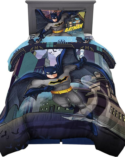 Franco Kids Bedding Super Soft Comforter and Sheet Set, 4 Piece Twin Size, Batman - LeafyLoom