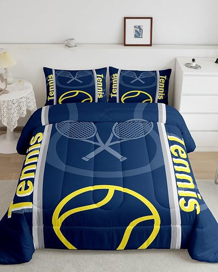 Feelyou Kids Tennis Comforter Set Full Size Tennis Sports Bedding Set for Boys Girls Teens Bedroom Decor Tennis Gaming Comforter Women Men Tennis Lovers Duvet Set with 2 Pillow Case - LeafyLoom