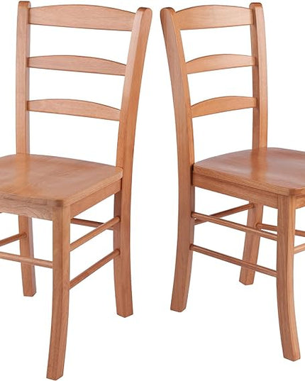 Winsome Wood Ladder Back Chair, Light Oak, 2 Pieces (34232), FURNITURE - LeafyLoom