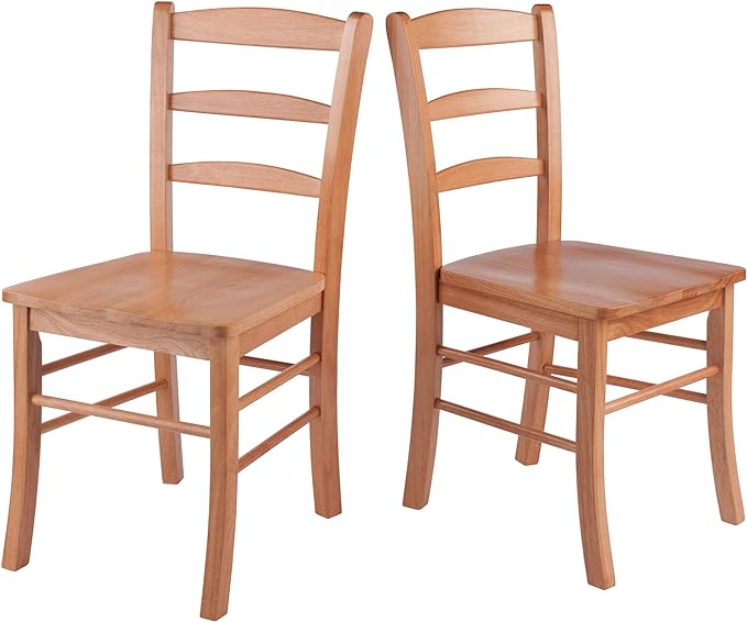 Winsome Wood Ladder Back Chair, Light Oak, 2 Pieces (34232), FURNITURE - LeafyLoom