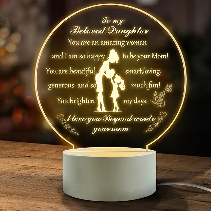 Perfect Gifts for Daughter from mom-Daughter mom Birthday Gifts Night Light，Room Decoration Daughter Mom's Gifts - LeafyLoom